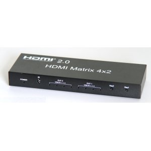 画像: HDMI 4x2マトリクススイッチ   4K60Hz HDR　スケーラ　光音声出力対応 リモコン付