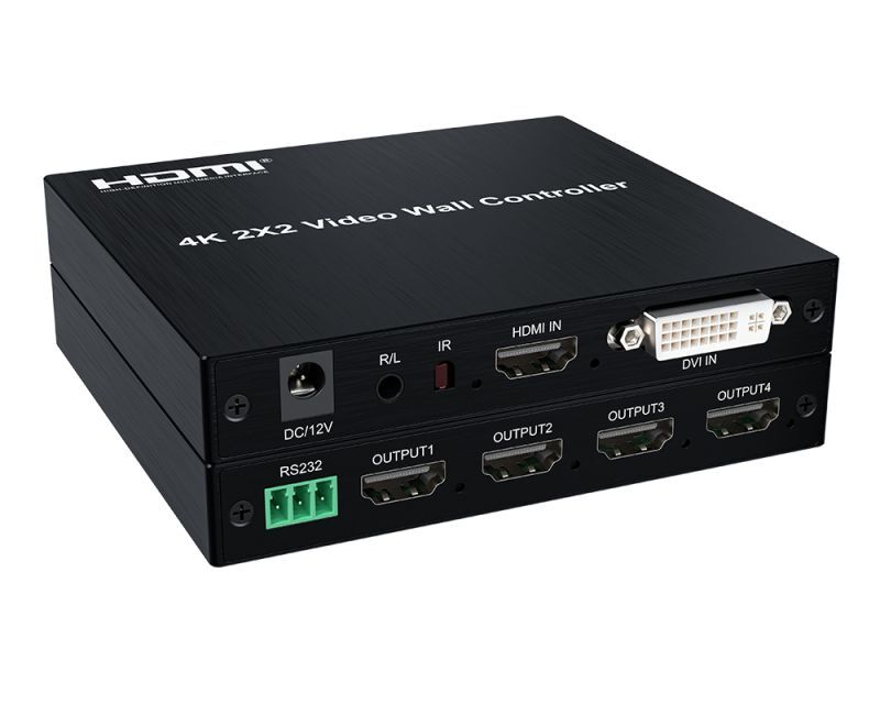 ビデオウォールコントローラHDMI,DVI入力 4K対応 4出力 小型静音低価格 