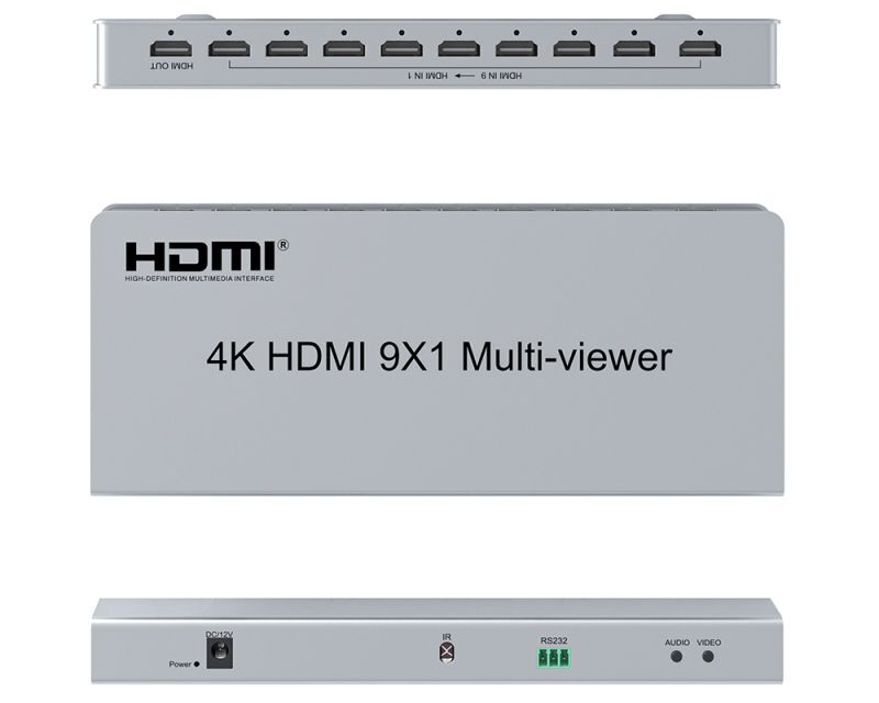 画像2: HDMI 9対1マルチビューワー　シームレススイッチ リモコン付 4K出力